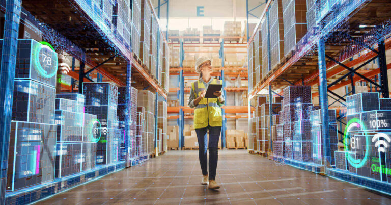 Warehouse worker checking inventory