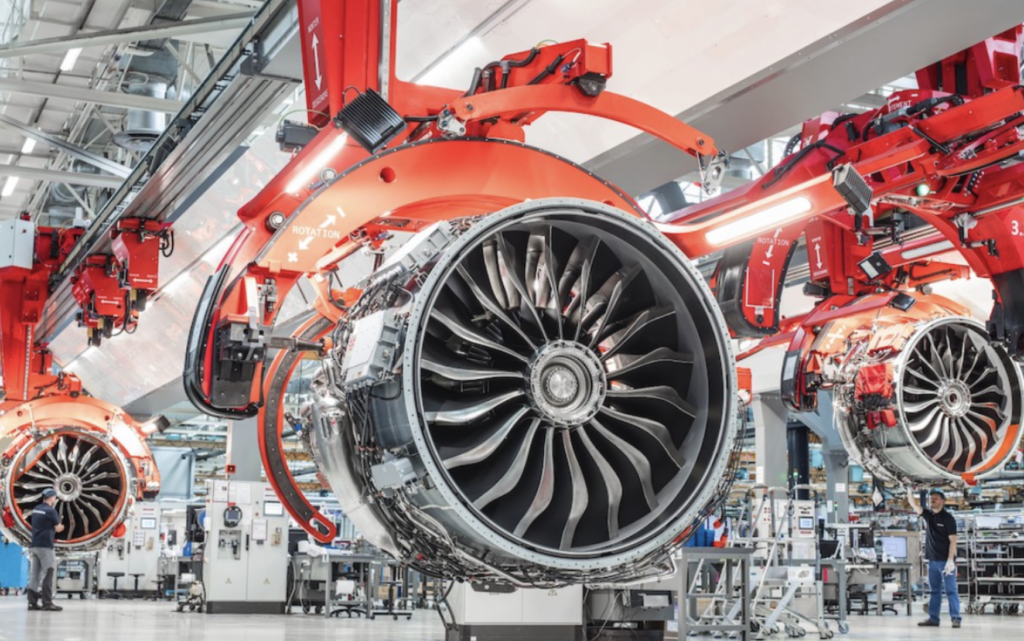 Airplane engines in production